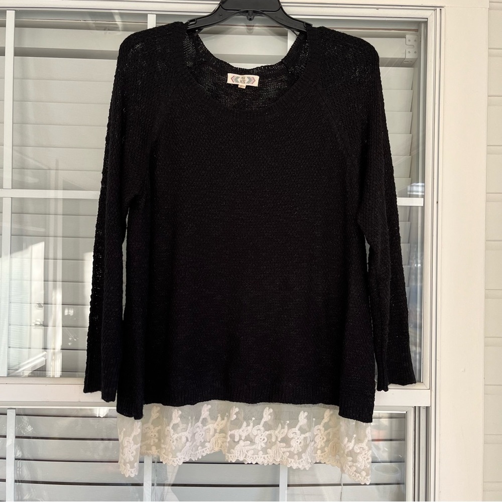 Black sweater with Lace Trim